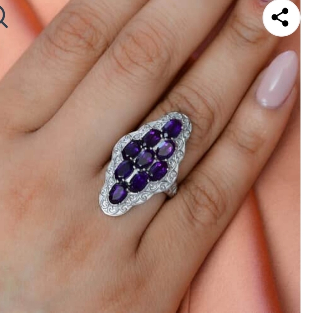 🆕️SIZE 6 GENUINE AMETHYST RING IN STAINLESS STEEL - FASHION RING - Picture 3 of 9